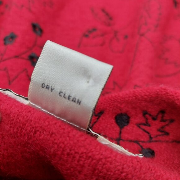 Cambridge Dry Goods Cardigan Size Medium Red Floral Wool Women’s Length 32" - Picture 5 of 8